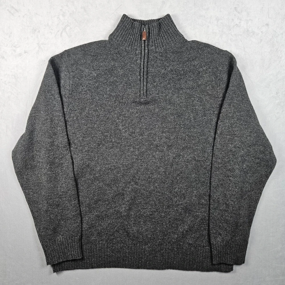 J.Crew Quarter Zip Sweater Mens XXL Gray 100% Lambswool Mock Neck Quiet Luxury